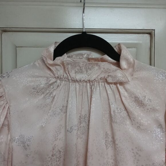 Rebecca Taylor Sz. 2 Glitter Print Ruched Sleeve Top - Picture 8 of 15